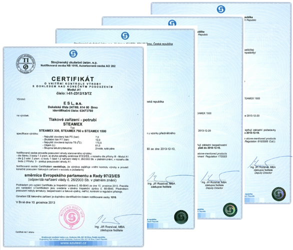 certifikáty STEAMEX